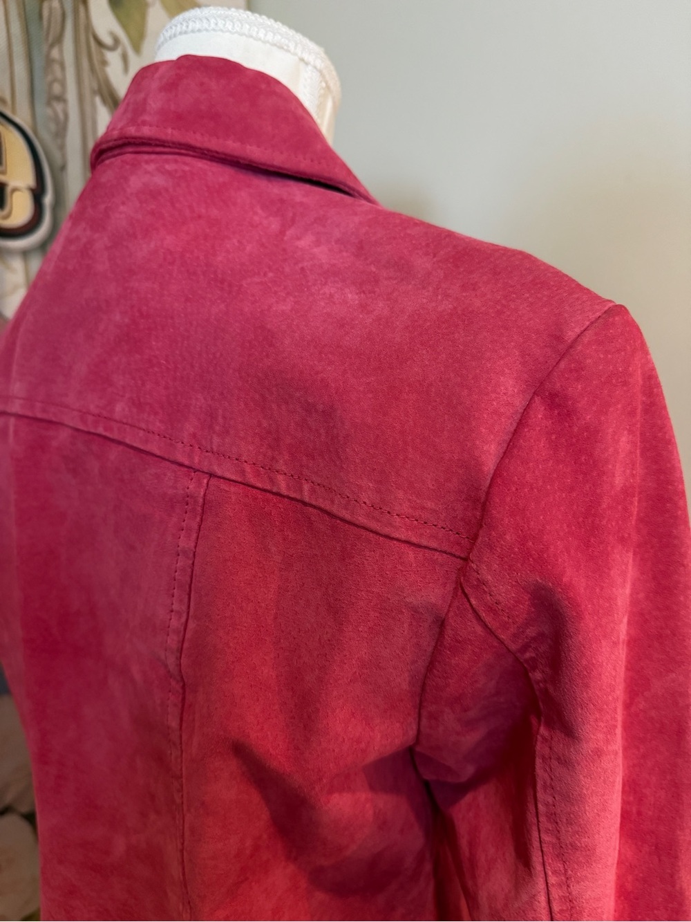 Raspberry Pink Suede Button-Front Jacket - Picture 6 of 12
